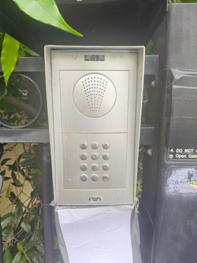 Old faulty intercom panel at an 18 unit Aspley complex before replacement