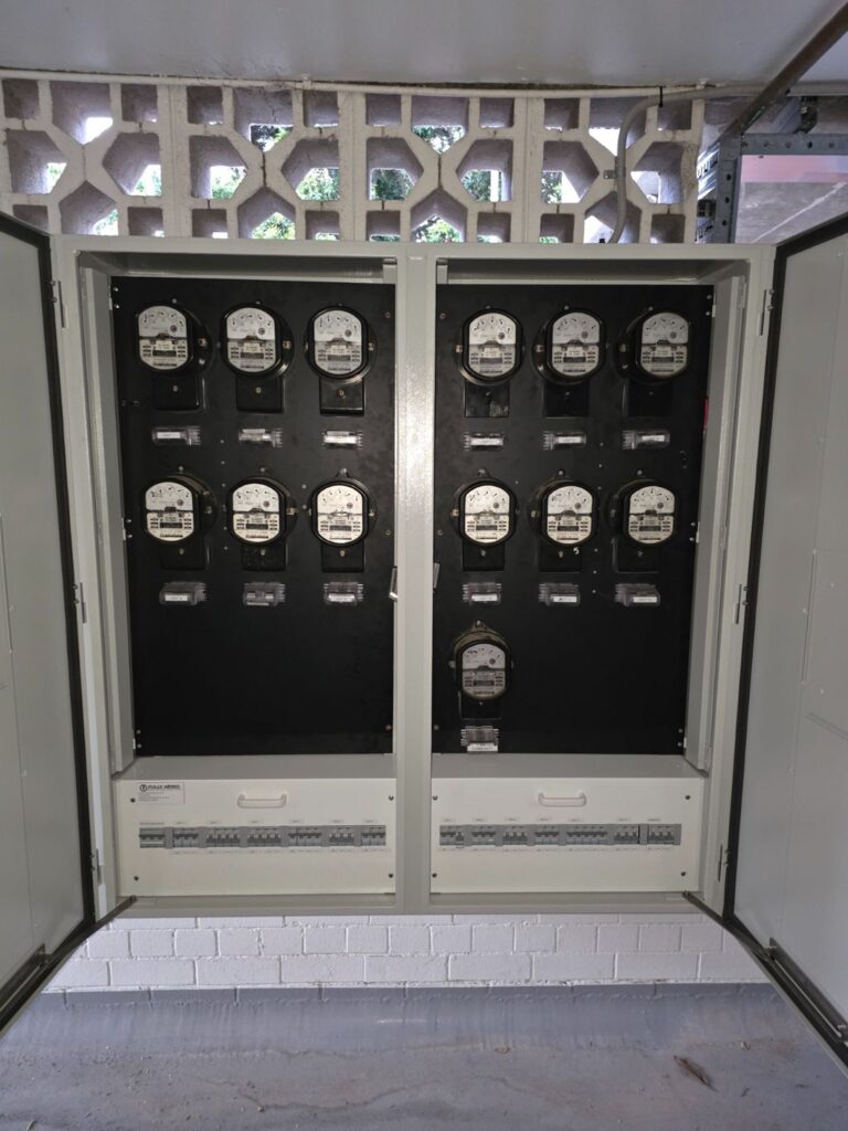 New compliant metal switchboard with individual unit meters after a Fully Wired upgrade in New Farm Brisbane