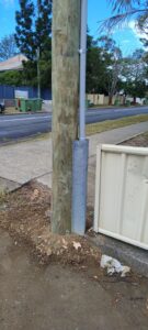 New compliant property pole installed by Fully Wired Electrical Services in Booval