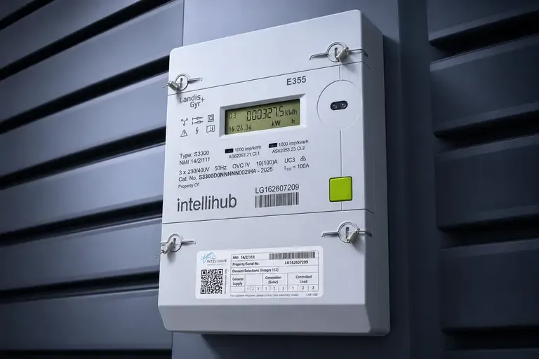 Smart meter installed on a wall