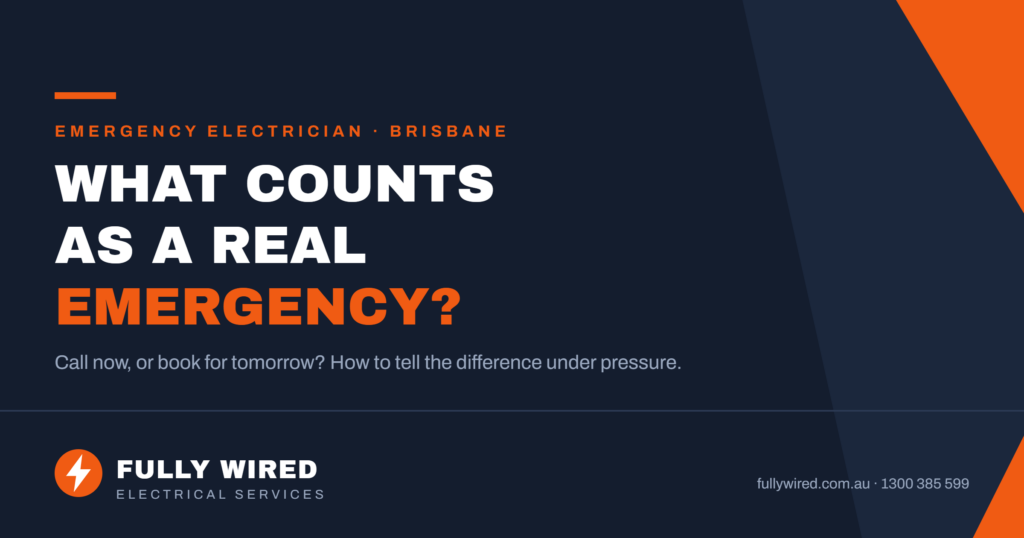 Graphic headline asking what counts as a real electrical emergency