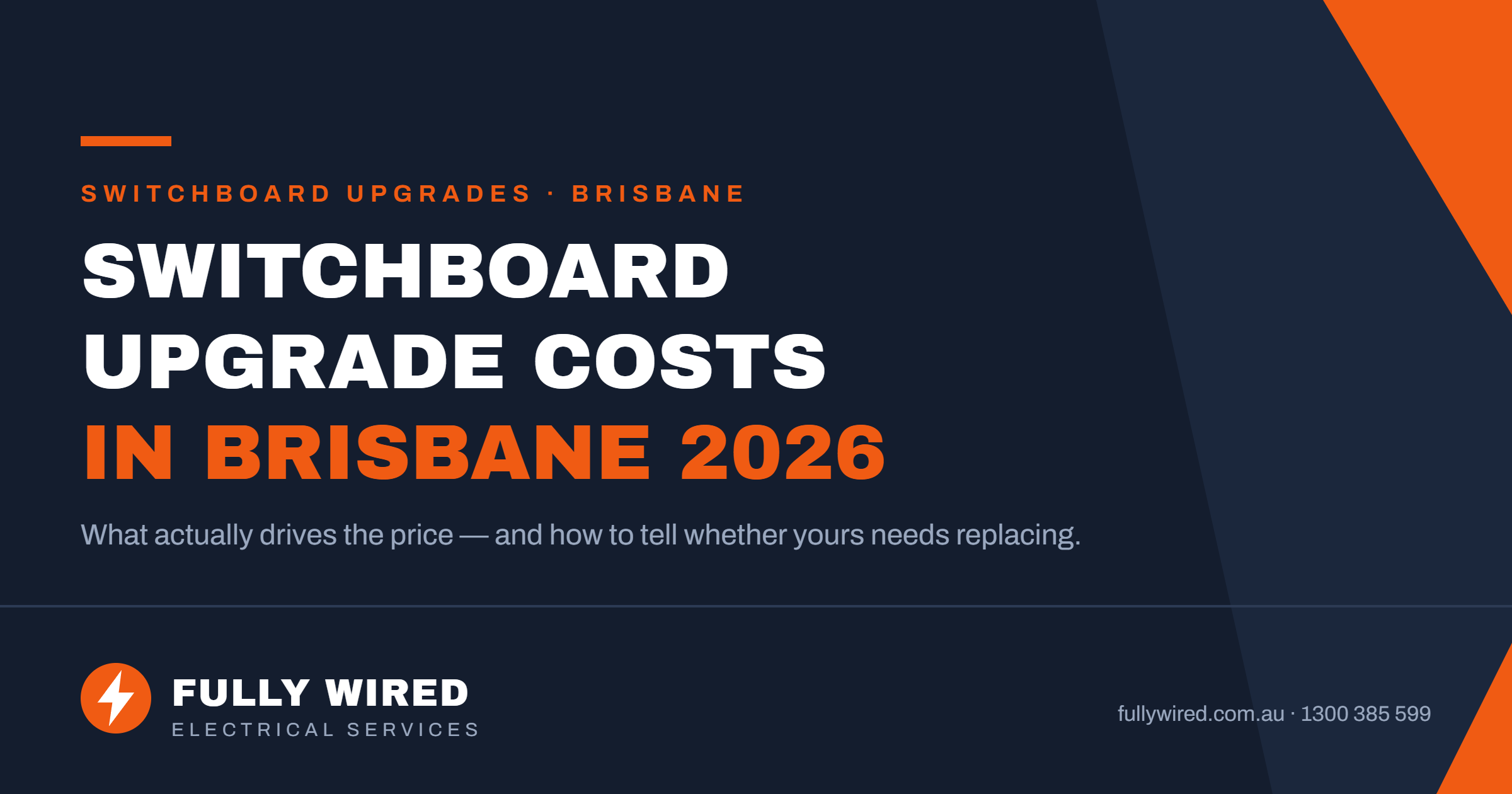 Fully Wired header graphic reading Switchboard Upgrade Costs in Brisbane 2026